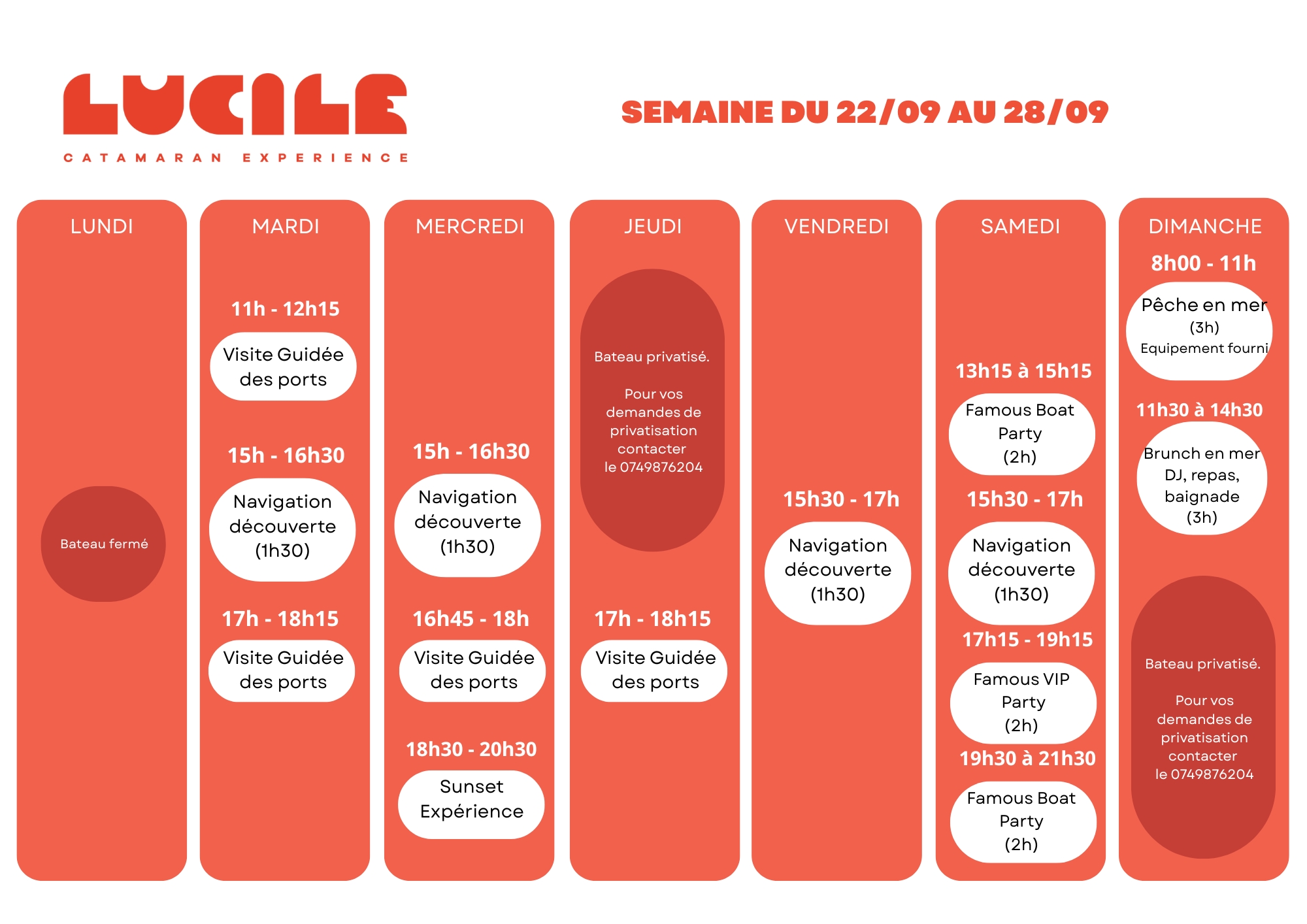 activité Montpellier et ses alentours planning catamaran la grande motte Lucile Experience